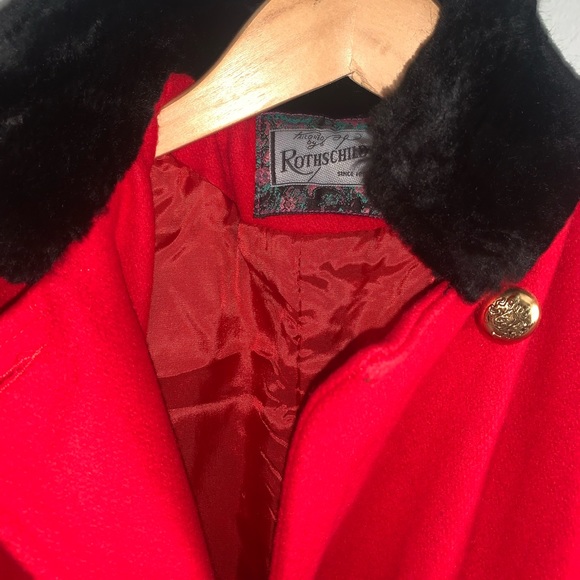 Rothschild Kids Red Wool Coat Brass Buttons 8 - Picture 2 of 5